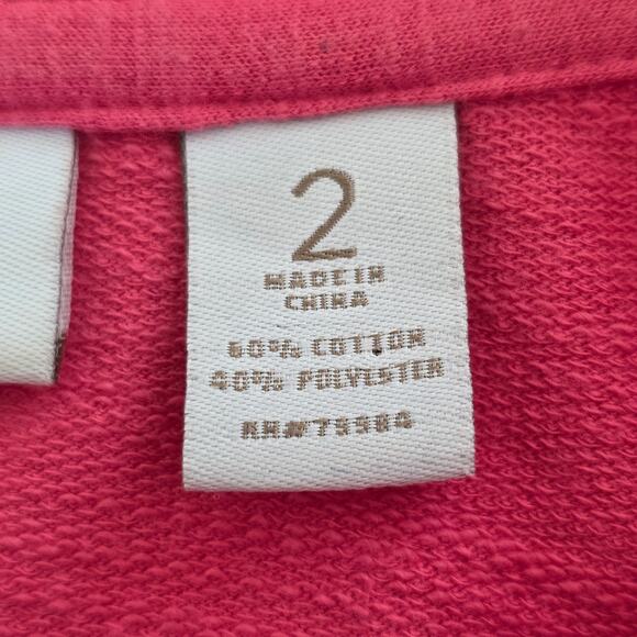 Chicos Weekends Zip Front Jacket Pink Womens Size L Cotton Slub Funnel Neck - Picture 10 of 11